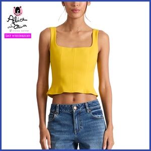 Alice + Olivia Vera Yellow Cropped Tank Top
